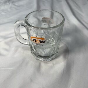 A&W Vintage Clear Glass Mug with Orange Logo